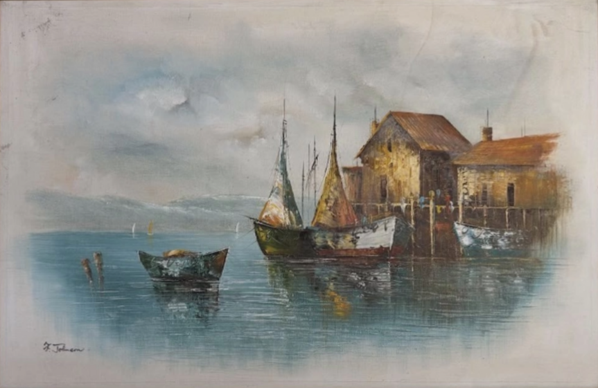 After restoration: Harbor Scene Painting